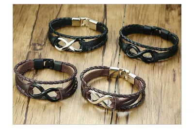 Alloy lucky figure 8 leather bracelet