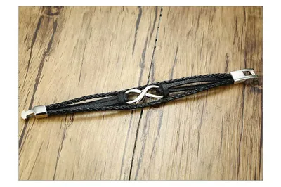 Alloy lucky figure 8 leather bracelet