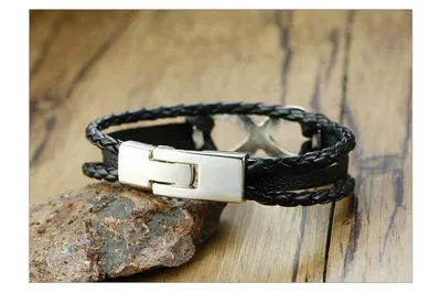 Alloy lucky figure 8 leather bracelet