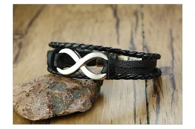 Alloy lucky figure 8 leather bracelet