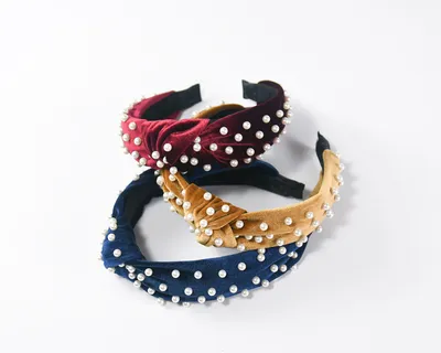 Pearl velvet knotted hair hoop