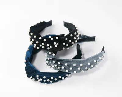 Pearl velvet knotted hair hoop