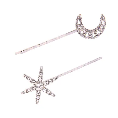Long stars and moon hair clips