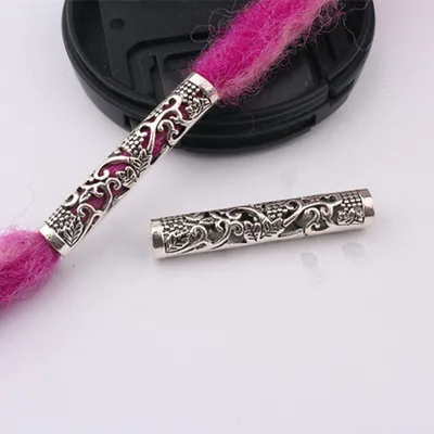 10 Pcs / Lot silver metal hollow hair braid