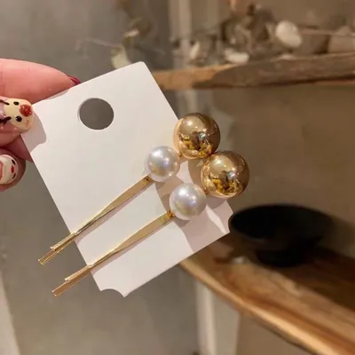 Retro metal pearl hair clip word clip