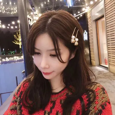 Retro metal pearl hair clip word clip