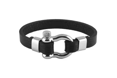 Titanium steel leather bracelet men