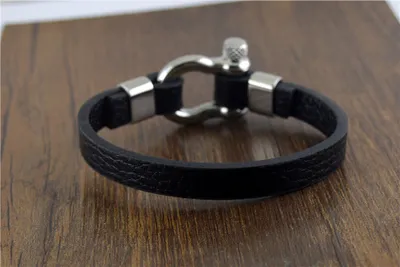 Titanium steel leather bracelet men