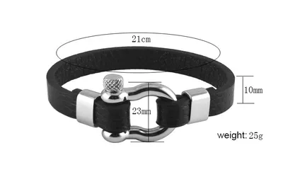 Titanium steel leather bracelet men