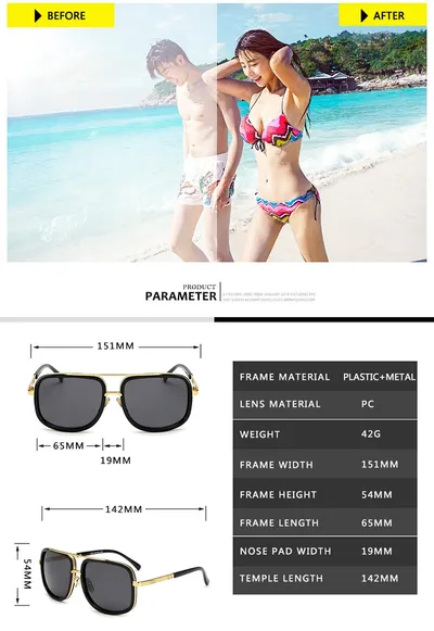 Flat Top Hot Square Sunglasses Men Women Luxury Brand Design Couple Lady Celebrity Brad Pitt Sun Glasses Super star Eyewear