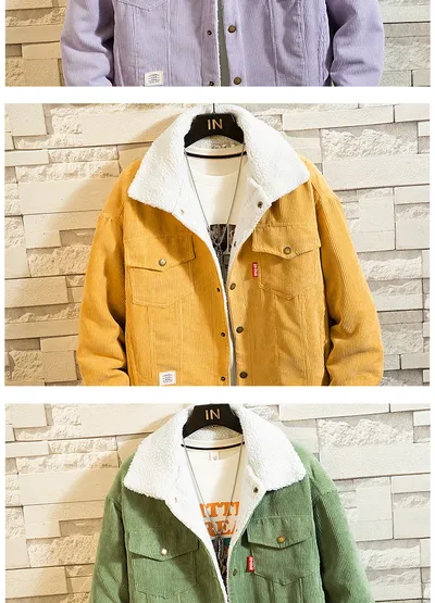Lamb Wool Men's Corduroy Cotton-Padded Jacket