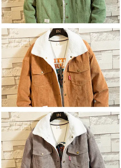 Lamb Wool Men's Corduroy Cotton-Padded Jacket
