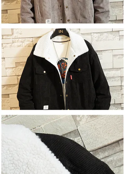 Lamb Wool Men's Corduroy Cotton-Padded Jacket