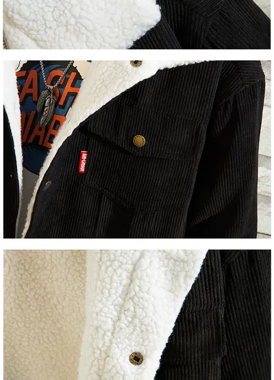 Lamb Wool Men's Corduroy Cotton-Padded Jacket