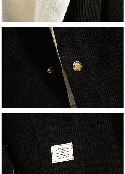 Lamb Wool Men's Corduroy Cotton-Padded Jacket