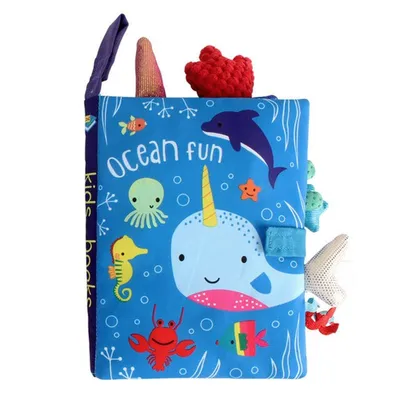 Soft Book Nontoxic Fabric Baby Ratteles Toys Early Education Toys Activity Crinkle Cloth Book Animals Tail for Toddler Infants