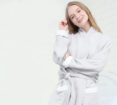 New Long Style Home Service Thick Gauze Toweling Bathrobe