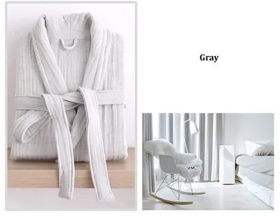 New Long Style Home Service Thick Gauze Toweling Bathrobe