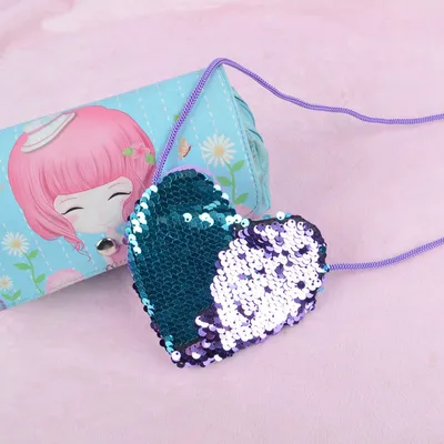 Sequined lanyard bag love children's coin purs