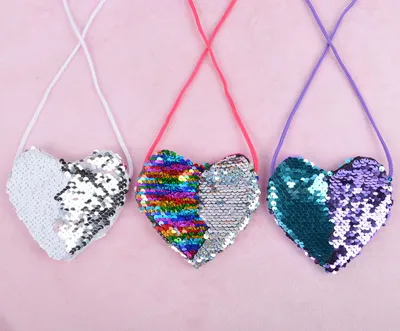 Sequined lanyard bag love children's coin purs