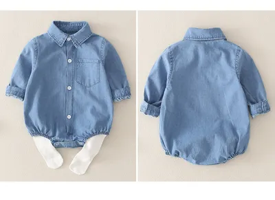 Girl baby jeans wear a triangular climbing suit