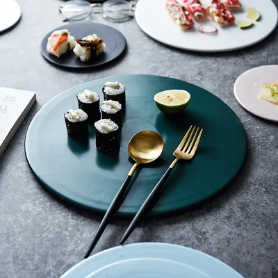 Home Simple Matte Round Sushi Plate