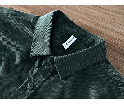 Men Pocket Casual Corduroy Long-sleeved Shirt