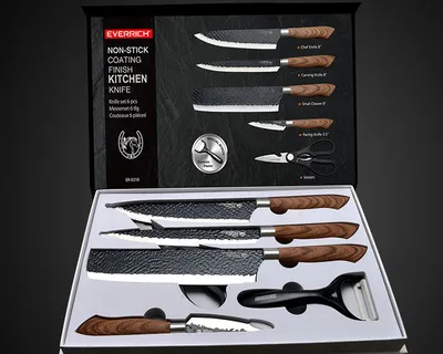 Kitchen Knives Stainless Steel Black Non-stick Knife 6 Piece Set