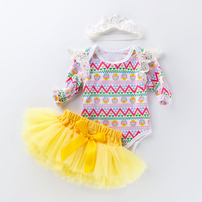 New baby long-sleeved wave pattern wings