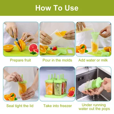 1 Set 6 Cavity Popsicle Molds Reusable Ice Cream DIY Ice Maker Ice Bar Maker Plastic Popsicle Mold For Homemade Iced Snacks
