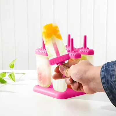1 Set 6 Cavity Popsicle Molds Reusable Ice Cream DIY Ice Maker Ice Bar Maker Plastic Popsicle Mold For Homemade Iced Snacks