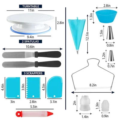 1 Set 11in Rotating Cake Turntable 108Pcs Cake Decorating Supplies Kit Revolving Cake Table Stand