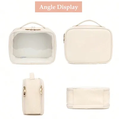 Clear Makeup Bag For Women, Clear Cosmetic Bag Travel Toiletry Bags Makeup Organizer Bag With Detachable Brush Holder Summer Travel, Vacation Home Bathroom Decor Holiday Makeup Organizer Bathroom Acce