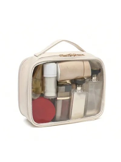 Clear Makeup Bag For Women, Clear Cosmetic Bag Travel Toiletry Bags Makeup Organizer Bag With Detachable Brush Holder Summer Travel, Vacation Home Bathroom Decor Holiday Makeup Organizer Bathroom Acce
