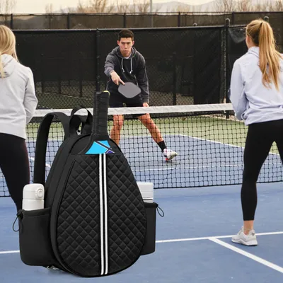2 Color Options -- Pickleball Sling Bag For Men Women Waterproof Badminton Tennis Backpack With Wet Pocket Hidden Fence Hook Machine Washable