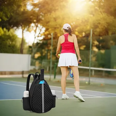 2 Color Options -- Pickleball Sling Bag For Men Women Waterproof Badminton Tennis Backpack With Wet Pocket Hidden Fence Hook Machine Washable