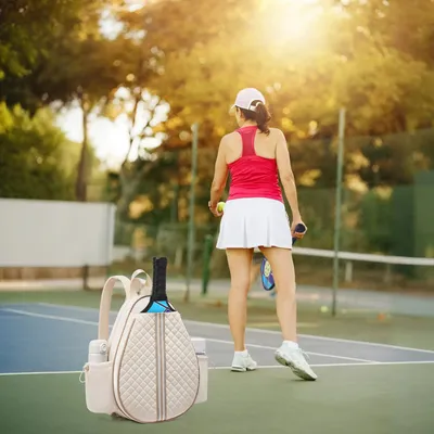 2 Color Options -- Pickleball Sling Bag For Men Women Waterproof Badminton Tennis Backpack With Wet Pocket Hidden Fence Hook Machine Washable