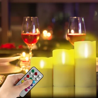 6 شموع بدون لهب، شموع نذرية لاسلكية تعمل بالبطارية، شموع LED متلألئة مع جهاز تحكم عن بعد ومؤقت