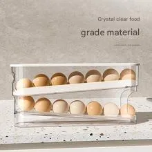 Home Use Slide-Out Egg Tray Refrigerator Side Door Automatic Egg Dispenser Kitchen Countertop Egg Storage Container With Anti-Break Design