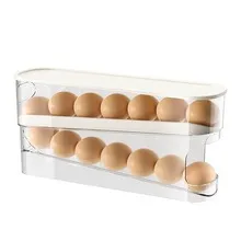 Home Use Slide-Out Egg Tray Refrigerator Side Door Automatic Egg Dispenser Kitchen Countertop Egg Storage Container With Anti-Break Design