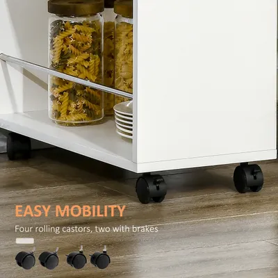 3- tier Slim Storage Cart, Rolling Narrow Kitchen Cart on Wheels for Small Place, Slide Out Side Utility Cart for Bathroom, Laundry