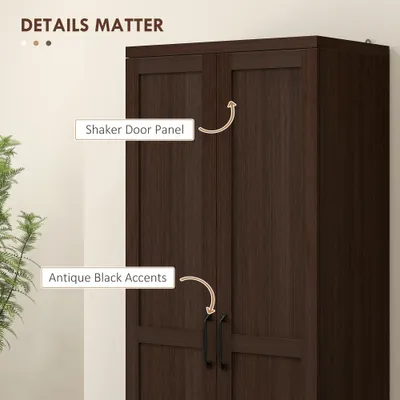 63" 2-Door Kitchen Pantry, Freestanding Cabinet with 2 Adjustable Shelves for Dining Room, Cinnamon Cherry Wood Grain