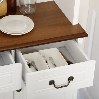 Kitchen Buffet with Hutch, Freestanding Pantry Cabinet with 6 Doors, 2 Drawers and 3-Level Adjustable Shelves, White
