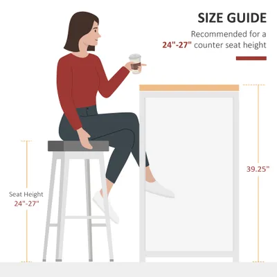 Modern Bar Table Counter Height Dining Table with 3 Storage Shelves for Kitchen, Dining Room, Living Room, White