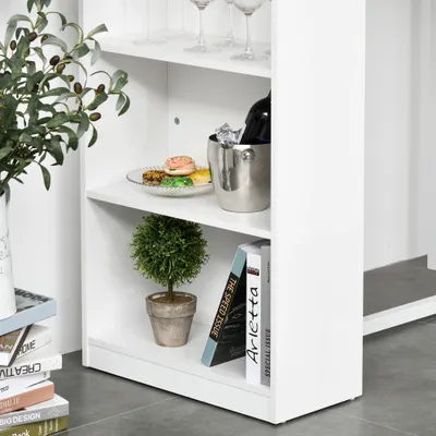Modern Bar Table Counter Height Dining Table with 3 Storage Shelves for Kitchen, Dining Room, Living Room, White