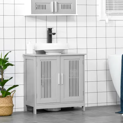 Under Sink Pedestal Storage Bathroom Cabinet, Gray