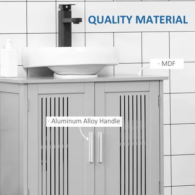 Under Sink Pedestal Storage Bathroom Cabinet, Gray