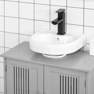Under Sink Pedestal Storage Bathroom Cabinet, Gray