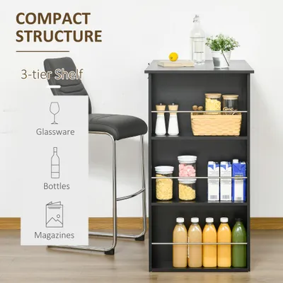 Modern Bar Table Counter Height Dining Table with 3 Storage Shelves for Kitchen, Dining Room, Living Room, Black