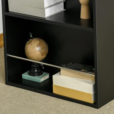 Modern Bar Table Counter Height Dining Table with 3 Storage Shelves for Kitchen, Dining Room, Living Room, Black